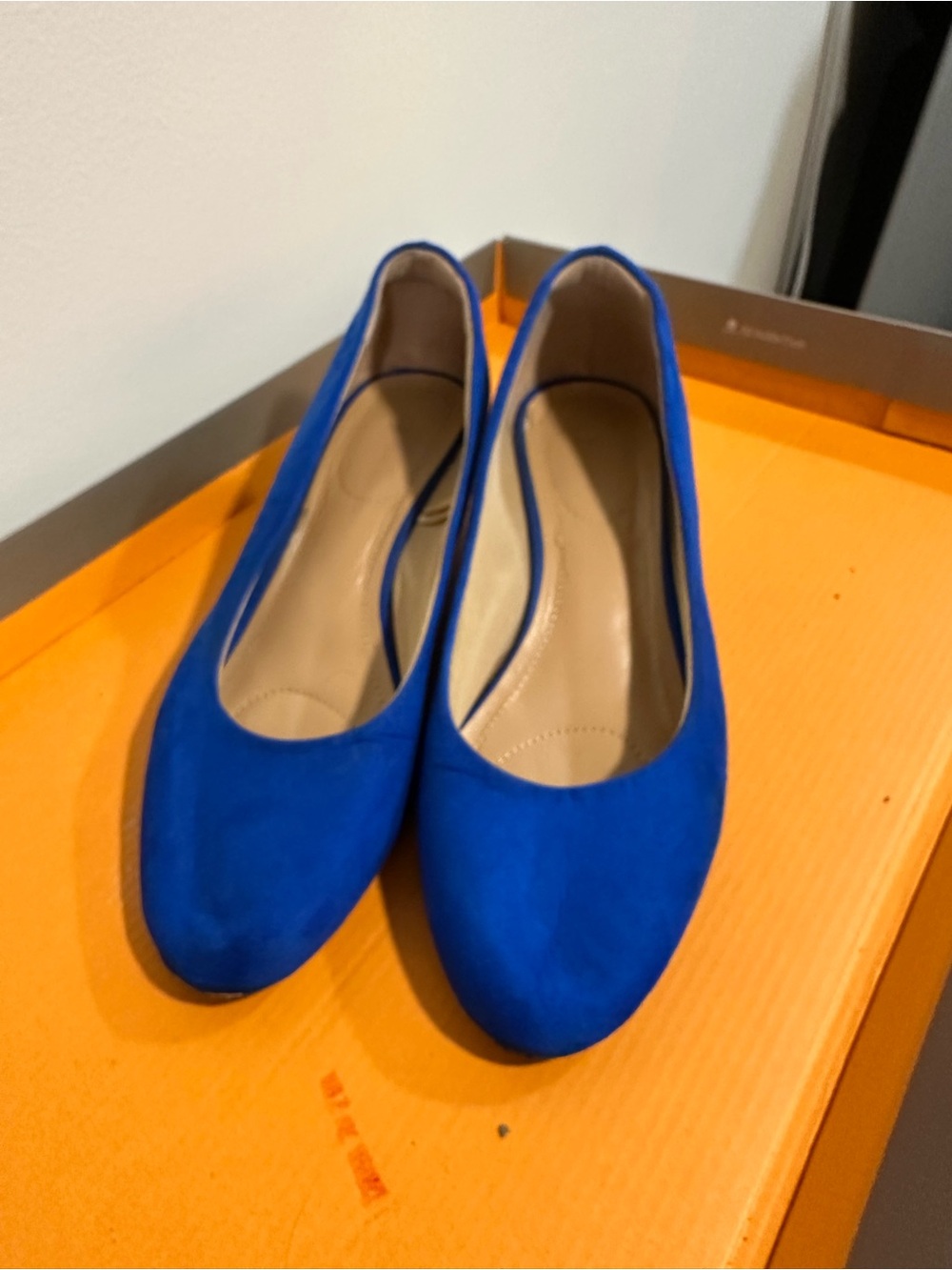 Women’s Blue Suede Ballet Flats - Classic Slip-On Comfort